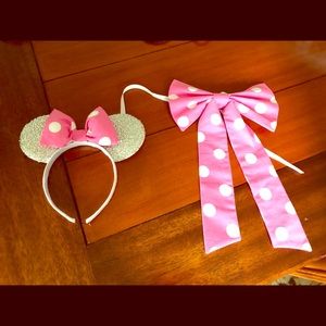 Minnie Mouse Ears headband and Matching Bow